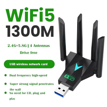 USB WiFi Adapter, Dual Band 1300Mbps Wireless Network Adapter, Driver Free WiFi Dongle Signal Receiver for PC Windows 11/10/8.1/8/7 (Amazon Container Product Without Box) - Imported from UK